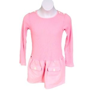 Lilly Pulitzer Light Pink Long Sleeve Knit Button Detail Dress Girls Size 10